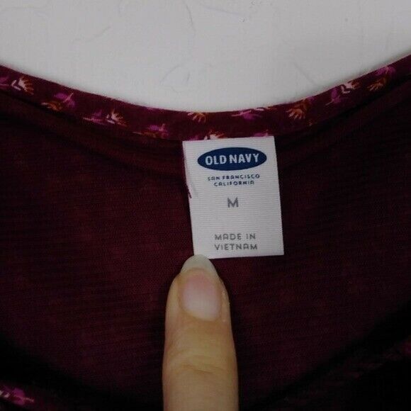 Old Navy Red & Pink Floral Boho Peasant Tie Neck 3/4 Sleeve Mini Dress Size M - Picture 4 of 5